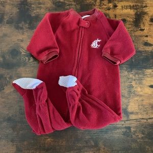 5/$25 sale — WSU fleece footie pajamas 12M